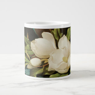 Taza De Café Gigante Magnolias gigantes sobre una tela de terciopelo az