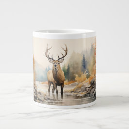 Taza De Café Gigante Majestic Elk: Belleza indómita en lo salvaje