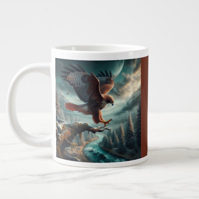Taza De Café Gigante Majestuoso Hawk de cola roja (Izquierda)