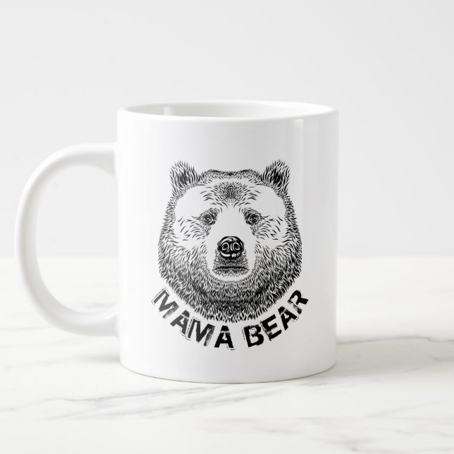 Taza De Café Gigante Mama Bear, Ilustracion de mano dibujada (Izquierda)