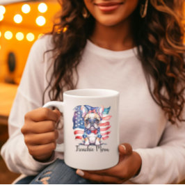 Taza De Café Gigante Mamá Bulldog Francés Bandera Patriótica de EE. UU.