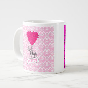 Taza De Café Gigante Mamá con elefante rosa