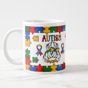 Taza De Café Gigante Mamá de autismo - Jumbo Mug