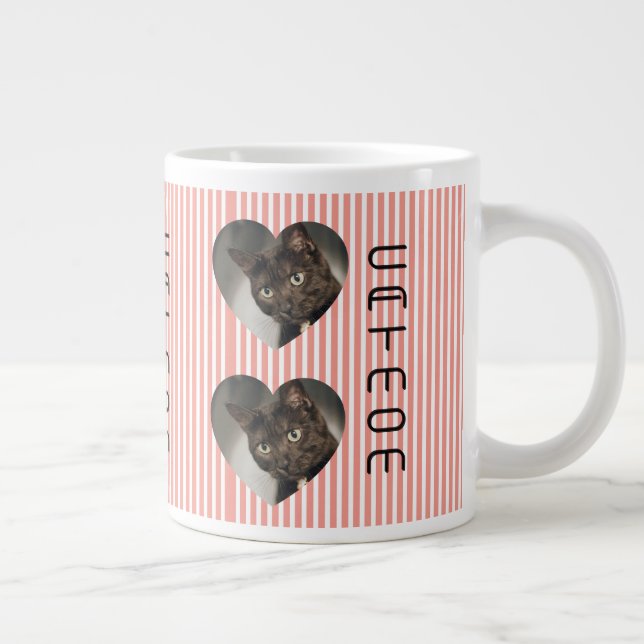 Taza De Café Gigante Mamá del gato dos fotos Mug (Derecha)