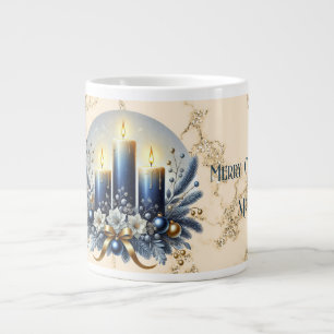 Taza De Café Gigante Mamá Feliz Navidad Azul Candles Especializado Mug