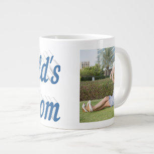 Taza De Café Gigante Mamá Foto del texto azul del mar Café gigante Mug