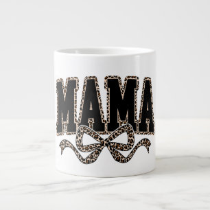 Taza De Café Gigante Mama Leopardo Coquette Bow – Diseño Retro Varsity