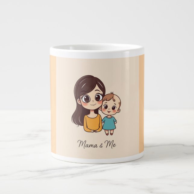 Taza De Café Gigante Mamá y bebé Mug (Frente)
