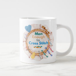 Taza De Café Gigante Man Enough to Cross Stitch