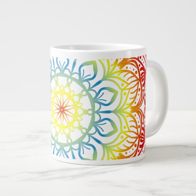 Taza De Café Gigante Mandala coloreada (Derecha)