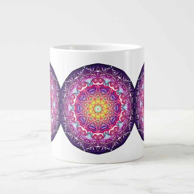 Taza De Café Gigante Mandala coloreada (Frente)