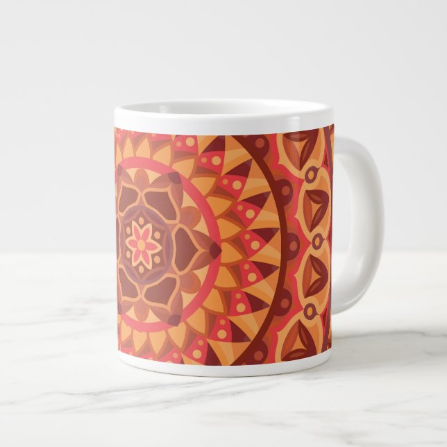 Taza De Café Gigante Mandala de base marrón (Derecha)