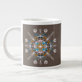 Taza De Café Gigante Mandalá floral moderno arte boho rosa rubor