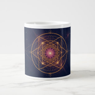 Taza De Café Gigante Mandala Luminoso de Armonía Dorada