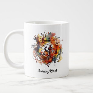 Taza De Café Gigante Mandala, personalizado, color de agua tribal Phoen