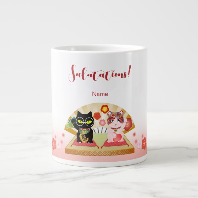Taza De Café Gigante Maneki Neko Lucky Poiluna (Frente)