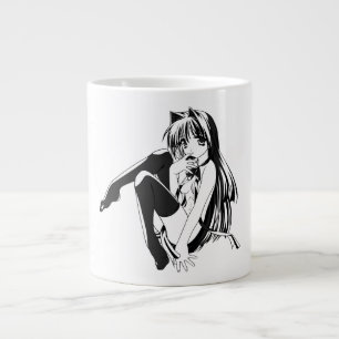 Taza De Café Gigante Manga, Gato Chica Gato Furry Kawaii Loli