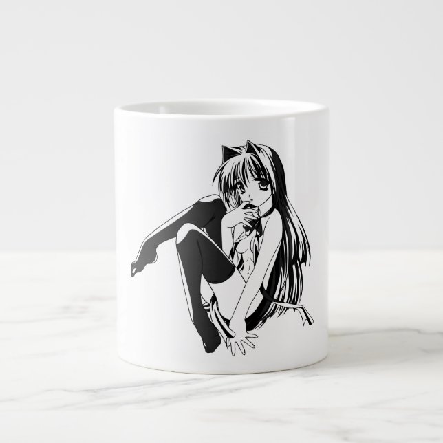 Taza De Café Gigante Manga, Neko Catgirl Furry Kawaii Loli (Frente)