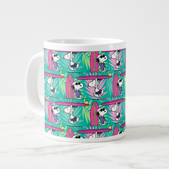 Taza De Café Gigante Maní | Patrón Verde azulado Snoopy Surf (Izquierda)