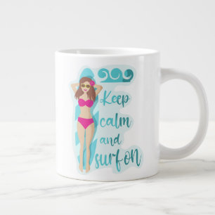 Taza De Café Gigante Manténgase tranquilo y navegue en el chica de la m