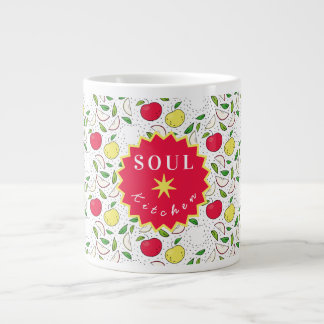 Taza De Café Gigante Manzana Amarillo Rojo Verde Fruta Arte Gráfico Mod