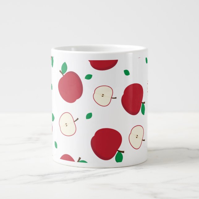 Taza De Café Gigante Manzanas rojas y manzanas a la mitad (Frente)