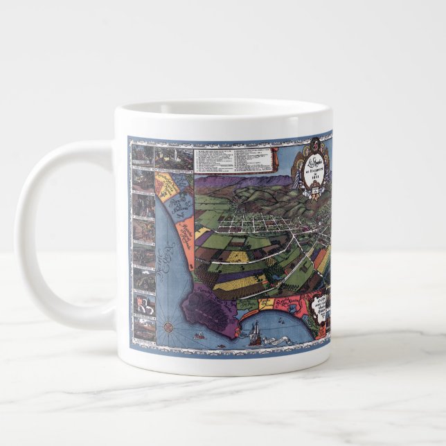 Taza De Café Gigante Mapa aéreo antiguo de Los Ángeles, California (Izquierda)