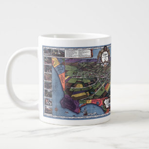 Taza De Café Gigante Mapa Antiguo Aéreo de la Ciudad de Los Ángeles, Ca