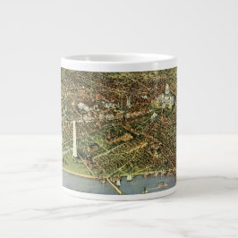 Taza De Café Gigante Mapa Antiguo con una Vista Panorámica de Washingto