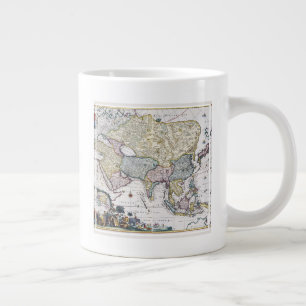Taza De Café Gigante Mapa antiguo de Asia el   1696