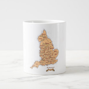 Taza De Café Gigante Mapa antiguo de condados de Inglaterra