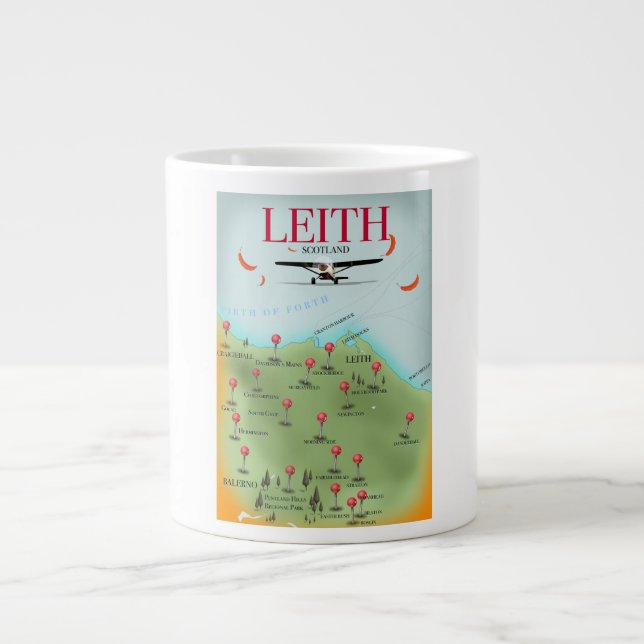 Taza De Café Gigante Mapa antiguo de Leith Escocia (Frente)