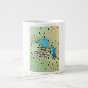 Taza De Café Gigante Mapa antiguo del lago Corrib Irlanda.