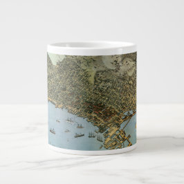 Taza De Café Gigante Mapa antiguo Vista aérea Ciudad de Seattle Washing