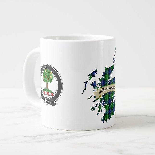 Taza De Café Gigante Mapa de Abercrombie Clan Badge y Tartan (Izquierda)
