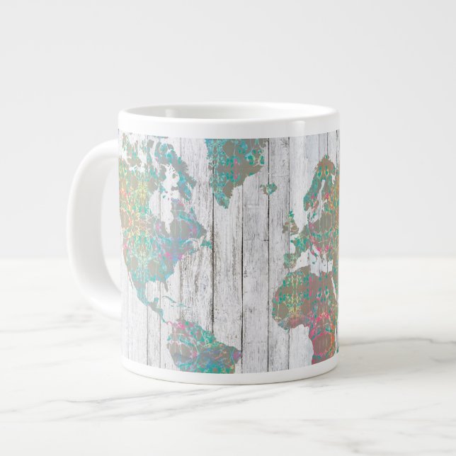 Taza De Café Gigante Mapa de Boho II (Izquierda)