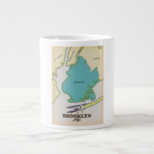 Taza De Café Gigante Mapa de Brooklyn en Nueva York