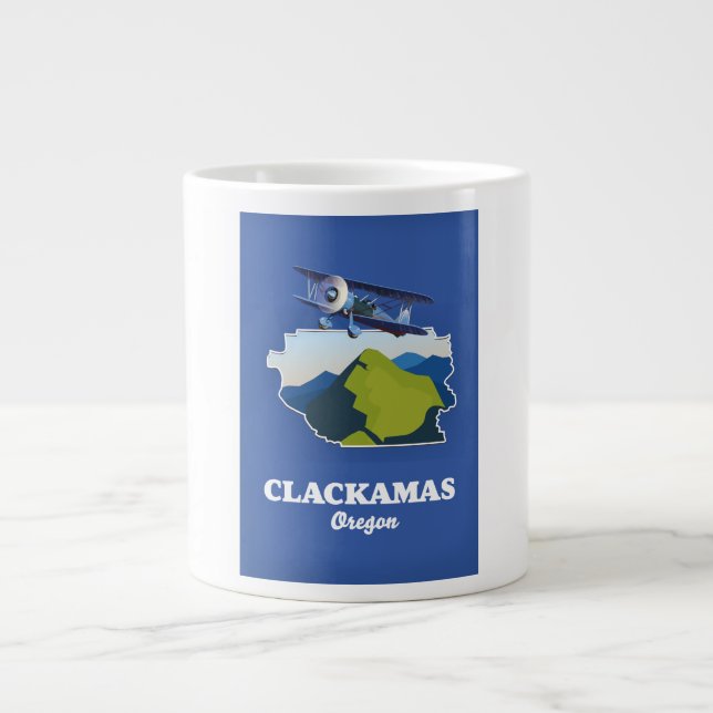 Taza De Café Gigante Mapa de Clackamas Oregon USA (Frente)
