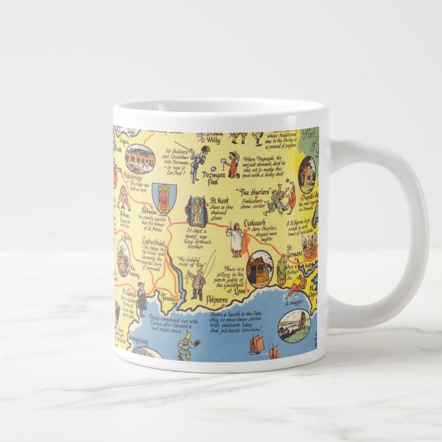 Taza De Café Gigante Mapa de Cornwall, Inglaterra (Derecha)