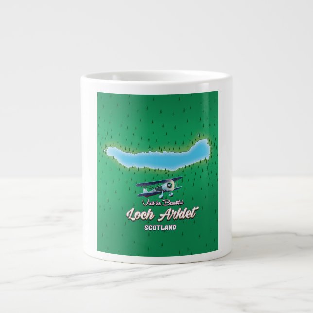 Taza De Café Gigante mapa de cosecha de loch Arklet mapa de Escocia vin (Frente)