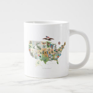 Taza De Café Gigante Mapa de Flores de Estados Unidos - Nuestro Bouquet
