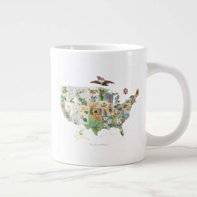 Taza De Café Gigante Mapa de Flores de Estados Unidos - Nuestro Bouquet (Derecha)