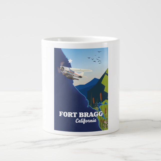 Taza De Café Gigante Mapa de Fort Bragg California (Frente)