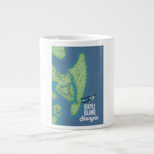 Taza De Café Gigante Mapa de Jekyll Island Georgia USA