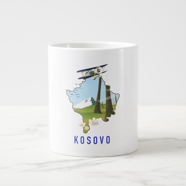 Taza De Café Gigante mapa de Kosovo (Frente)
