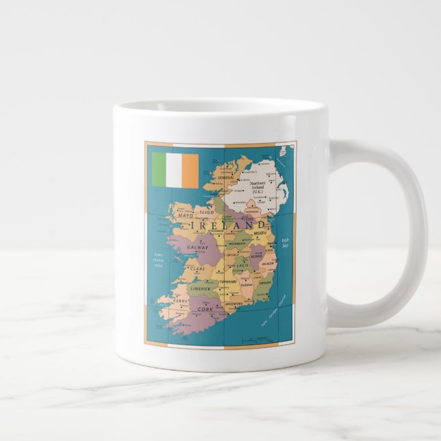 Taza De Café Gigante Mapa de la época de Irlanda (Derecha)