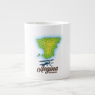 Taza De Café Gigante Mapa de la isla de Egina Grecia