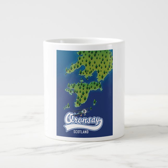 Taza De Café Gigante Mapa de la isla de Escocia de Oronsay (Frente)