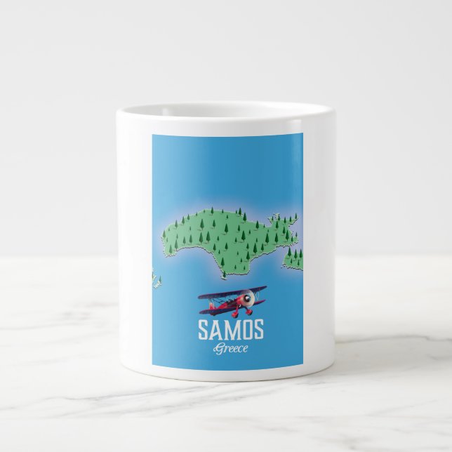 Taza De Café Gigante Mapa de la isla griega de Samos (Frente)