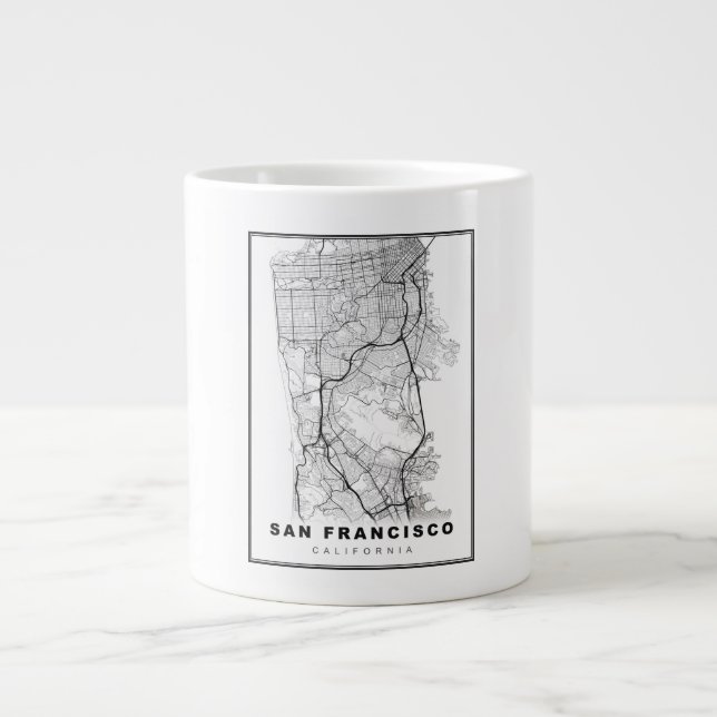 Taza De Café Gigante Mapa de la península de San Francisco (Frente)